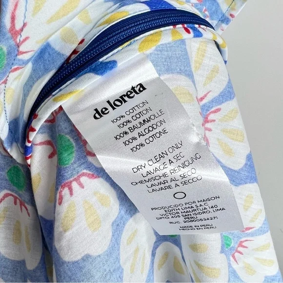 NWT Deloreta Mini Floral Blue Cotton Dress M - Picture 6 of 7